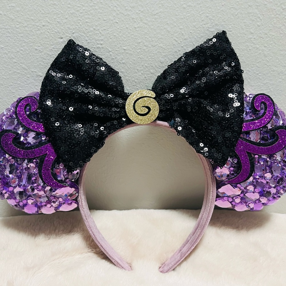 Disney Ears Rhinestones Purple Octopus Handmade